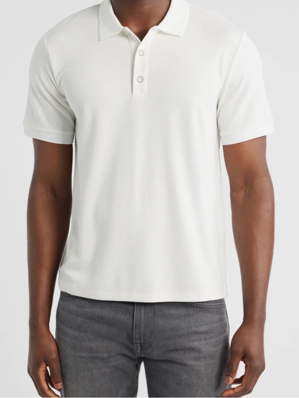 RAG & BONE Slim Fit Tech Piqué Men's Classic chalk White Polo Shirt Short Sleeve